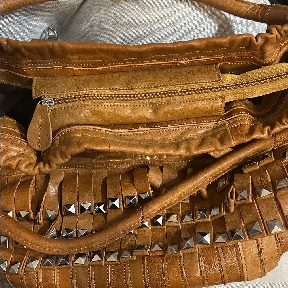 A.P.C. Black Fabric inside with Tan Leather Patch design